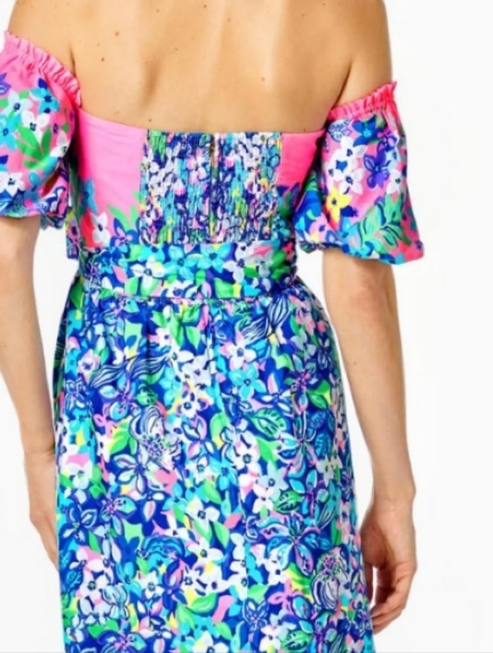 Lilly Pulitzer Off the Shoulder Zalie Midi Floral Dress - Picture 14 of 16